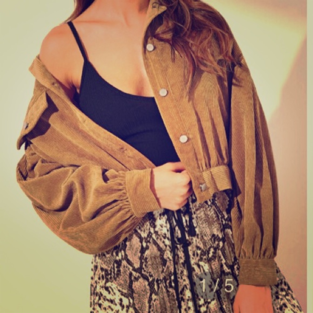 ⚡️Drop Shoulder Button Up Corduroy Jacket